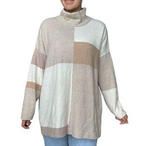 Soft Surroundings Oatmeal Beige Pullover Tunic Sweater Size Large Fall Colorbloc